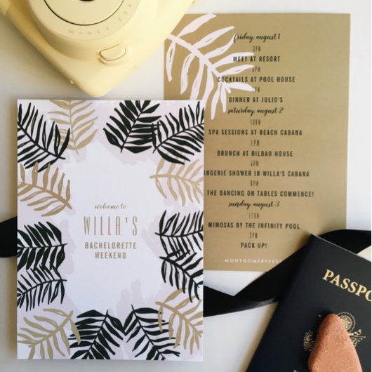 Invitation Itinéraire de la partie de bachelorette tropicale