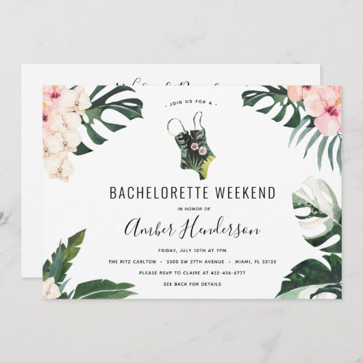 Invitation Itinéraire de la plage tropicale (Devant / Derrière)