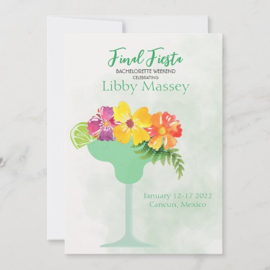 Invitation Itinéraire de l'invitation finale Fiesta Bachelore (Devant)
