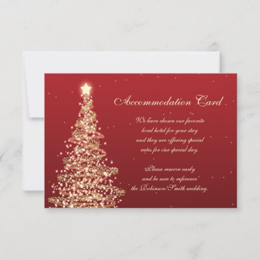 Invitation Itinéraire de mariage de Noël Rouge Or (Devant)