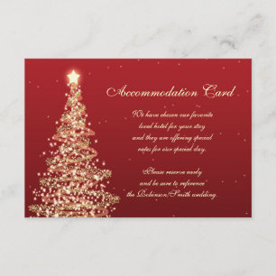 Invitation Itinéraire de mariage de Noël Rouge Or