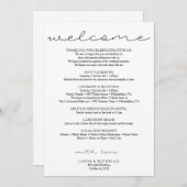 Invitation Itinéraire de Mariage de script doux - Mariage Bie (Devant / Derrière)