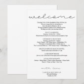 Invitation Itinéraire de mariage doux script - Bienvenue de m (Devant / Derrière)