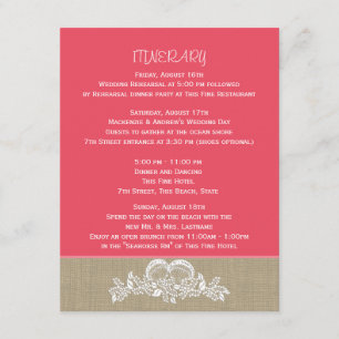 Invitation Itinéraire de mariage tropical sur la plage Sea Ga