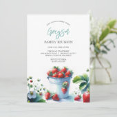 Invitation Itinéraire de réunion vintage famille fraise (Debout devant)