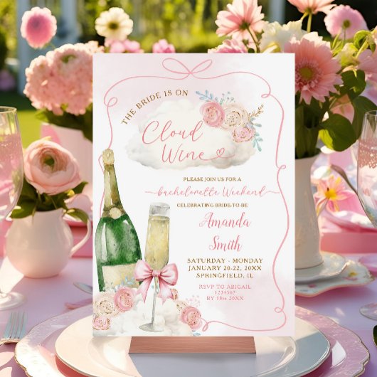 Invitation Itinéraire de vin de nuage rose dessiné à la main