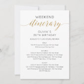 Invitation Itinéraire de week-end d'anniversaire en faux or é (Devant)