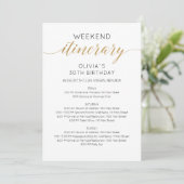 Invitation Itinéraire de week-end d'anniversaire en faux or é (Debout devant)