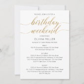 Invitation Itinéraire de week-end d'anniversaire en faux or é (Devant)