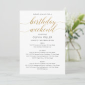 Invitation Itinéraire de week-end d'anniversaire en faux or é (Debout devant)