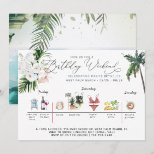Invitation Itinéraire de week-end d'anniversaire   Palm Beach