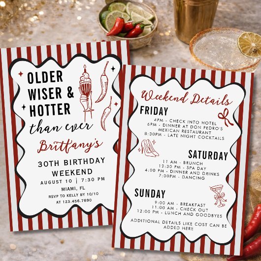 Invitation Itinéraire de week-end d'anniversaire plus chaud e