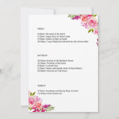 Invitation Itinéraire de week-end de Bachelorette Floral Rose (Dos)