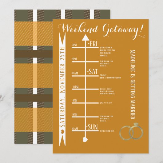 Invitation Itinéraire de week-end de célibataire Plaid d'auto (Devant / Derrière)
