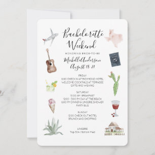 Invitation Itinéraire de week-end de jeune fille au Texas aqu