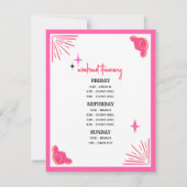 Invitation Itinéraire de week-end de jeune fille en rose Cowg (Dos)