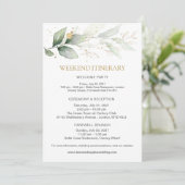 Invitation Itinéraire de week-end de mariage vert et or (Debout devant)