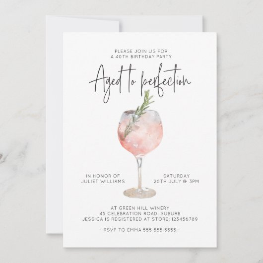 Invitation Itinéraire du 40e anniversaire sur le thème du vin (Devant)