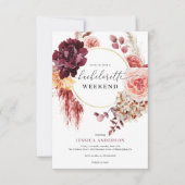 Invitation Itinéraire du Boho Pampas Grass Bachelorette Party (Devant)