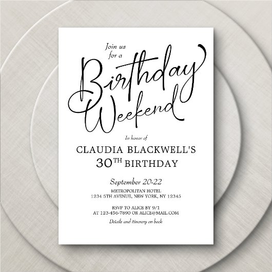 Invitation Itinéraire du week-end d'anniversaire