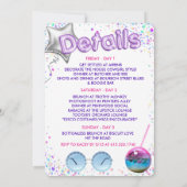 Invitation Itinéraire du week-end d'anniversaire de la fille  (Dos)