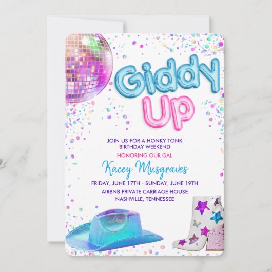 Invitation Itinéraire du week-end d'anniversaire de la fille  (Devant)