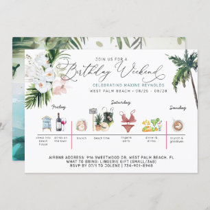 Invitation Itinéraire du week-end d'anniversaire  Palm Beach