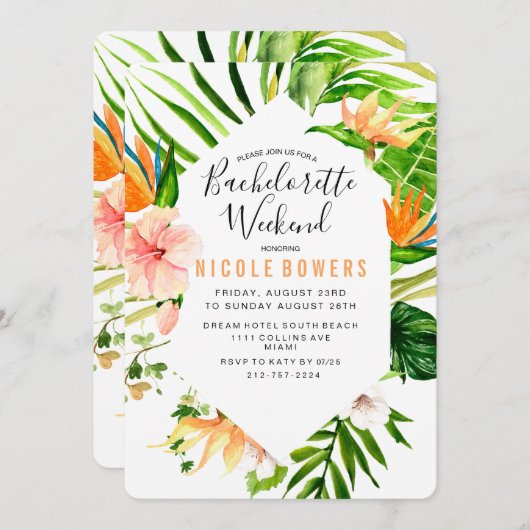 Invitation Itinéraire Du Week-End De Bachelorette (Devant / Derrière)