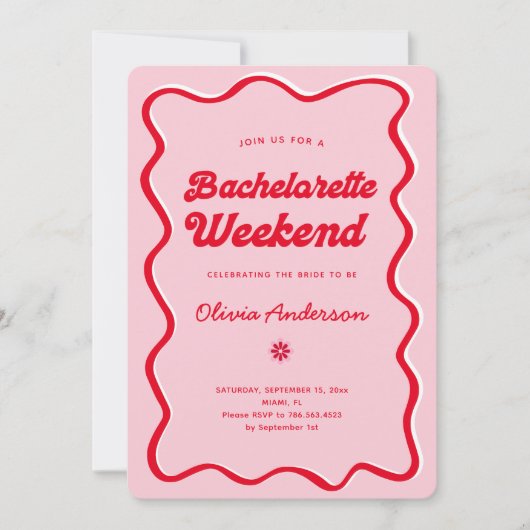 Invitation Itinéraire du week-end de bachelorette (Devant)