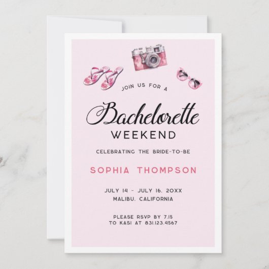 Invitation Itinéraire Du Week-End De Bachelorette  (Devant)