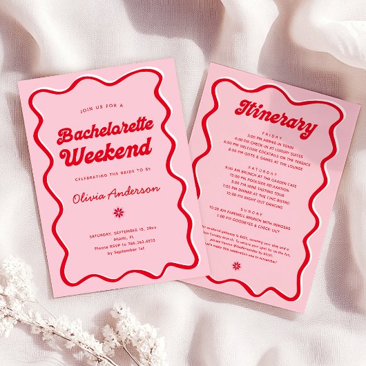 Invitation Itinéraire du week-end de bachelorette