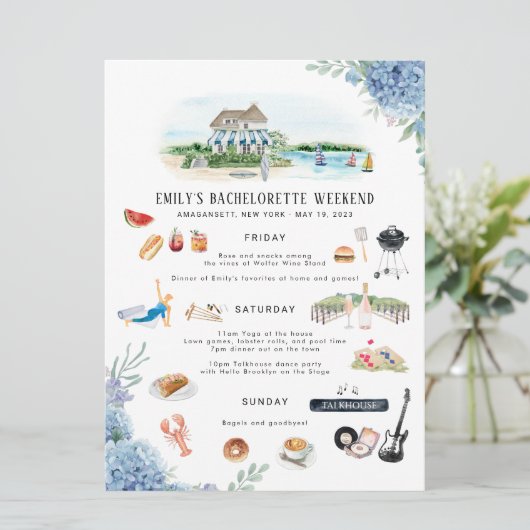 Invitation Itinéraire du week-end de bachelorette | Amaganset (Debout devant)