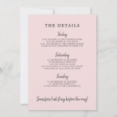 Invitation Itinéraire du week-end de Bachelorette Blush moder (Dos)