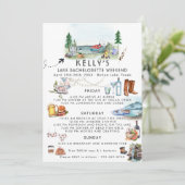 Invitation Itinéraire du week-end de bachelorette | Camp d'ét (Debout devant)