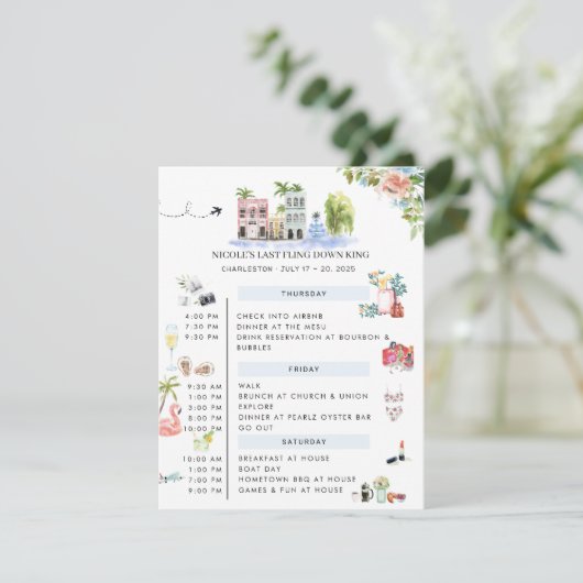 Invitation Itinéraire du week-end de bachelorette | Charlesto (Debout devant)