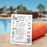 Invitation Itinéraire du week-end de bachelorette de Las Vega<br><div class="desc">Itinéraire modifiable pour tout événement avec des illustrations originales de Becky Nimoy ; contours noirs peints à l'encre et au stylo avec accents d'aquarelle. Tout le texte est modifiable ainsi que les couleurs arrière - plans</div>