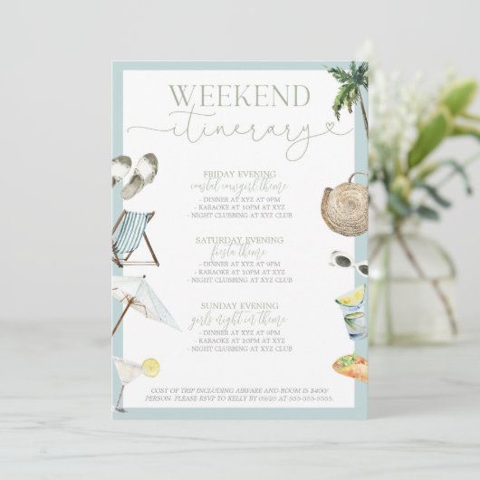 Invitation Itinéraire du week-end de bachelorette de Los Cabo (Debout devant)