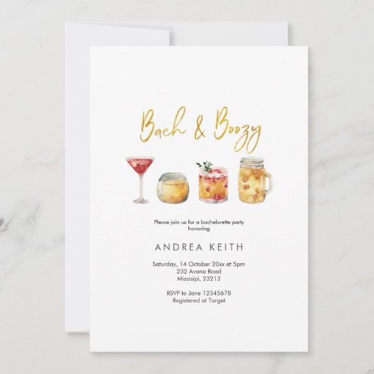 Invitation Itinéraire du week-end de Bachelorette de retour e (Devant)