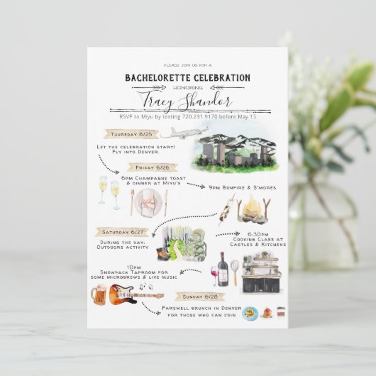 Invitation Itinéraire du week-end de bachelorette | Denver, C (Debout devant)