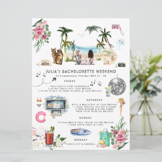 Invitation Itinéraire du week-end de bachelorette | Ft Lauder (Debout devant)