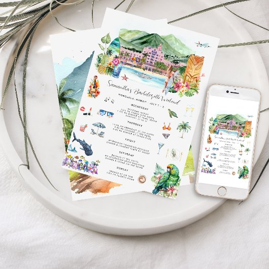 Invitation Itinéraire du week-end de bachelorette | Hawaii