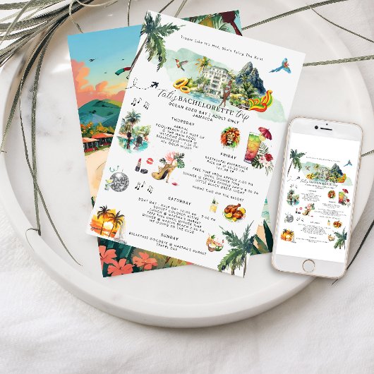 Invitation Itinéraire du week-end de bachelorette | Jamaïque