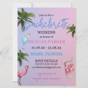 Invitation Itinéraire du week-end de bachelorette   Miami Bea