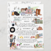 Invitation Itinéraire du week-end de bachelorette | Nashville (Devant / Derrière)