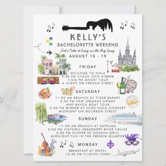Invitation Itinéraire du week-end de bachelorette | Nouvelle- (Devant)