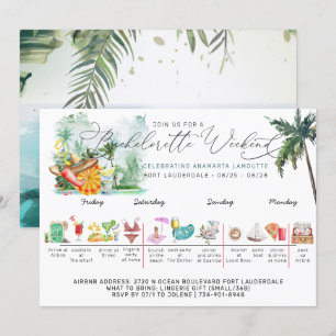 Invitation Itinéraire du week-end de bachelorette Palme tro