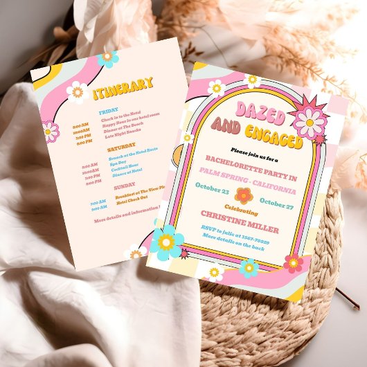 Invitation Itinéraire du week-end de bachelorette rasé et eng