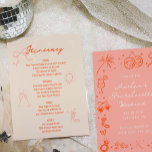 Invitation Itinéraire du week-end de bachelorette rose et rou<br><div class="desc">Célébrez la mariée à venir avec de la pizza à l'aide de ces croquis rose et rouge illustrés bachelorette invitations week-end de fête. Retournez à l'arrière pour trouver un itinéraire de coordination pour votre week-end sauvage d'événements!</div>