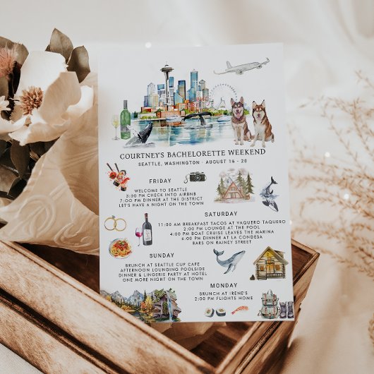 Invitation Itinéraire du week-end de bachelorette | Seattle