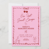 Invitation Itinéraire du week-end de cerise rose et rouge (Devant)